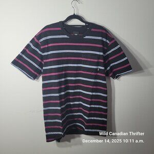 Vans X-Large Black Striped Cotton T-Shirt Short Sleeve Casual Skate Tee